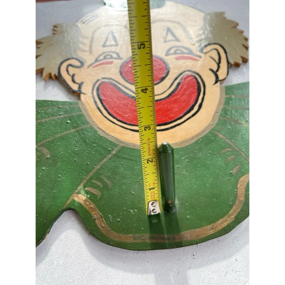 Vintage Wooden Kitschy Clown Wall Hanging Ring Toss Peg Game Novelty Retro Decor